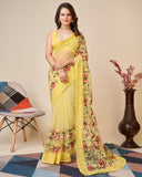 Soft Net With Embroidery Design Work Saree With Blouse image 1