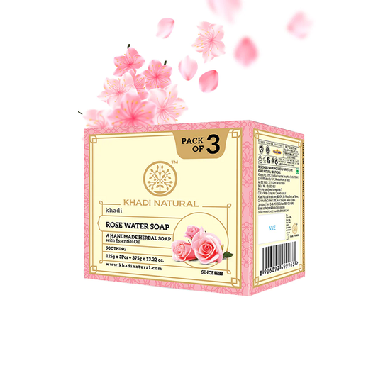 Khadi Natural Herbal Rosewater Soap, 125g - Pack of 3 image 1