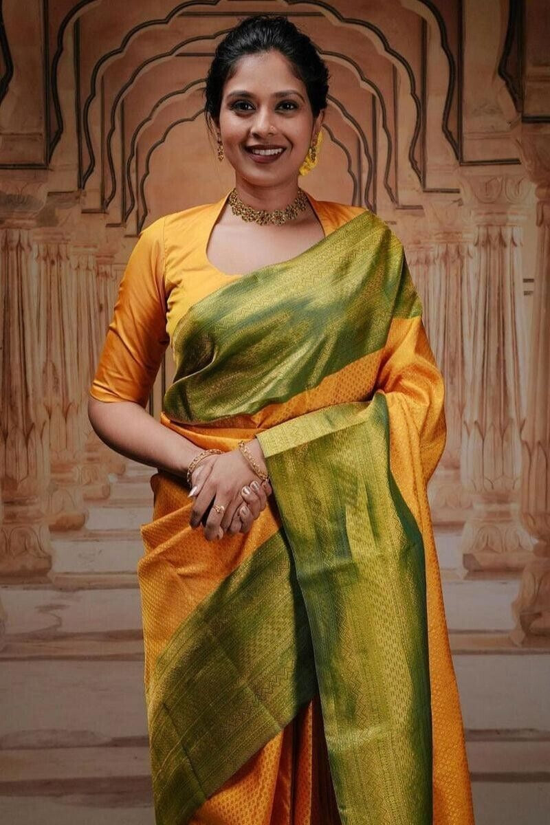 Banarsi Soft Silk Saree With Blouse image 2