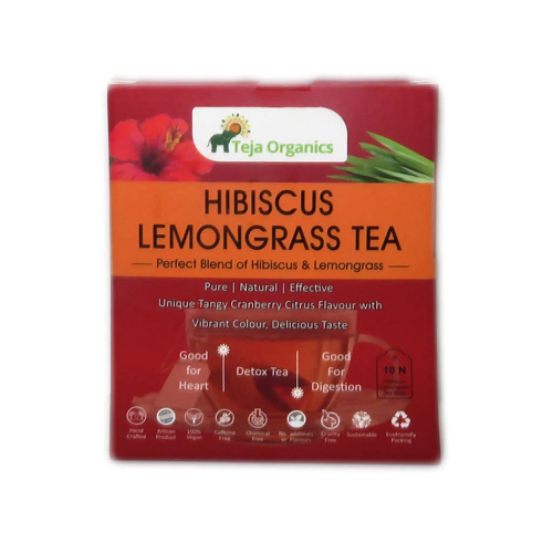 Teja Organics Hibiscus & Lemongrass Tea Bags - 10 Tea bags image 1