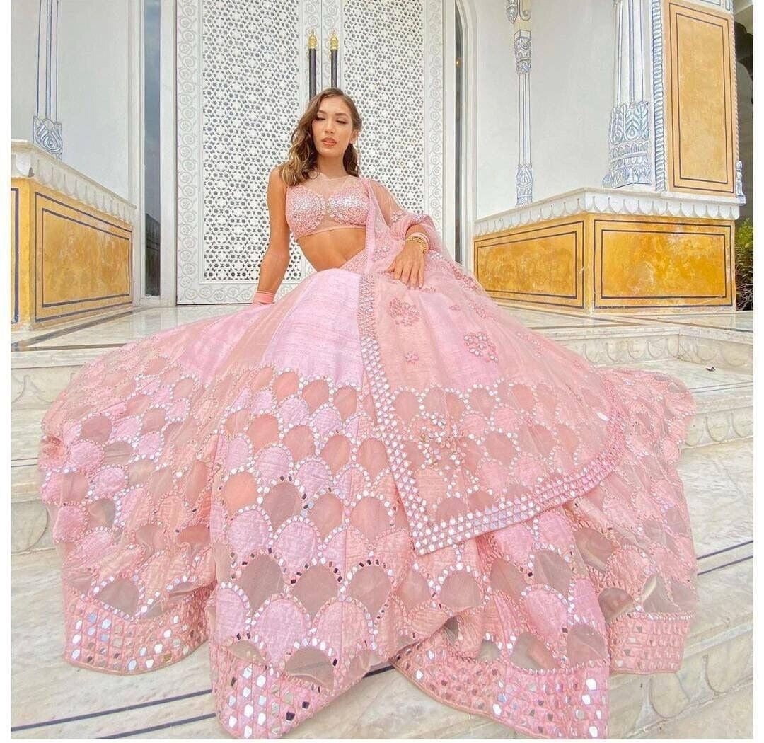 Soft Mono Net With Heavy Sequence Embroidery Work Lehenga Blouse & Dupatta image 1