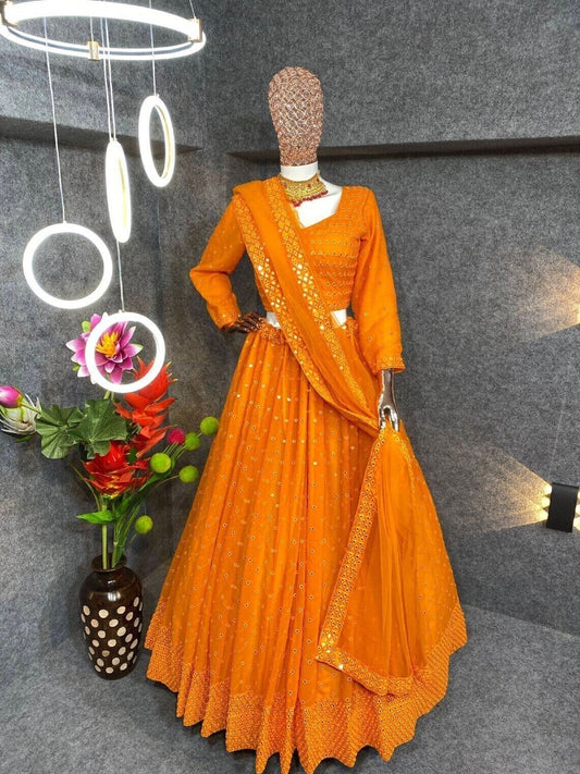 Faux Georgette With 9 MM Sequence Work Lehenga Blouse With Dupatta image 1