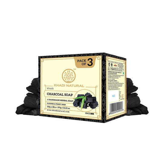 Khadi Natural Herbal Natural Charcoal Soap Pack of 3 (125gm*3) (375gm) image 1
