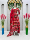 Faux Georgette Long Anarkali Top Pant Dupatta image 1