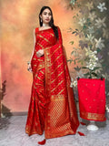 Women's Dola Silk Saree With Unstitched Blouse image 1