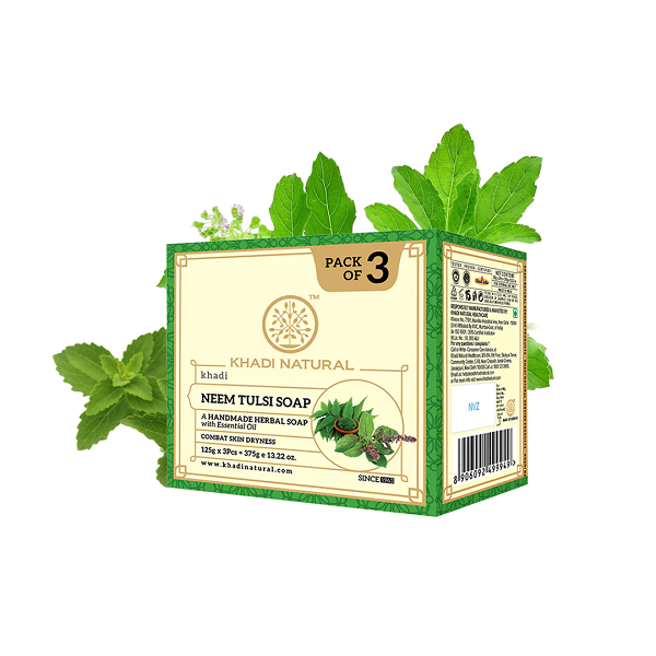 Khadi Natural Neem Tulsi Soap (Pack of 3) (375 g) image 1