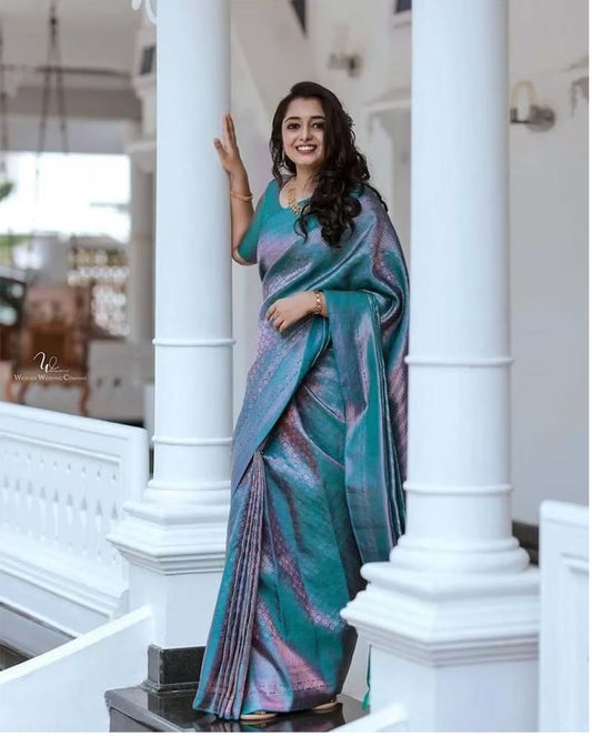 Soft Lichi Silk Rich Pallu & Jacquard Work On All Over The Saree image 1