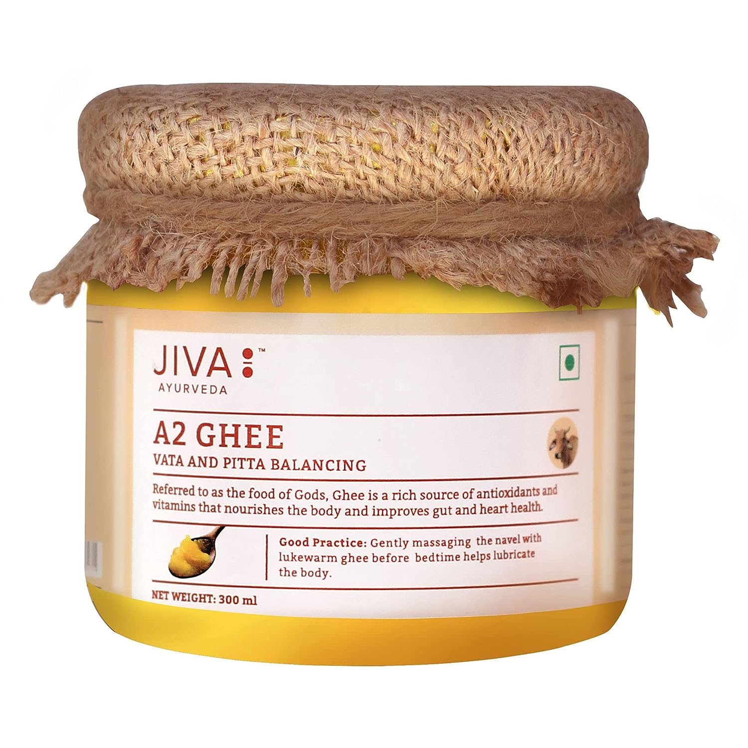 Jiva Ayurveda A2 Gir Desi Cow Ghee - 300 ml - Pack of 1 image 1