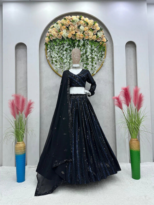 Women Faux Georgette Lehenga Choli With Dupatta image 1
