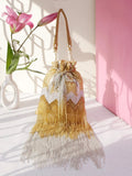 Golden Bridal Potli bag Designer Heavy Beaded Embroidered Handmade Purse image 1