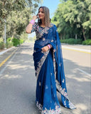 Rangoli Silk With Embroidery Work Saree With Blouse image 1