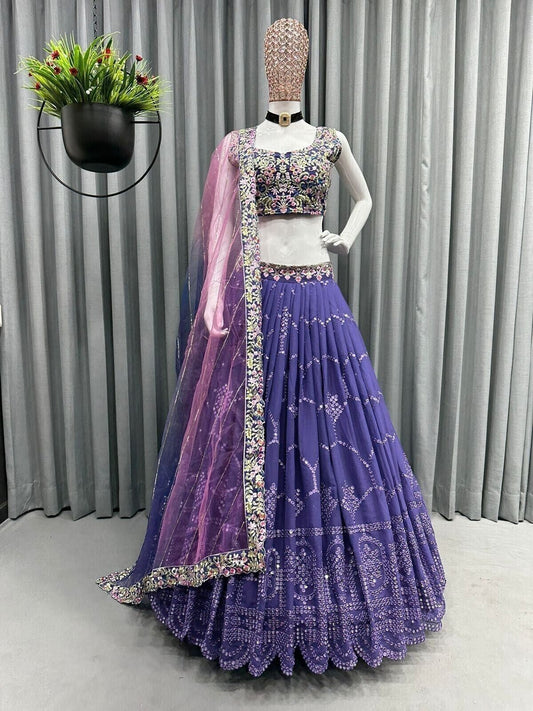Faux Georgette  With 9 MM Sequence Work Lehenga choli With Dupatta image 1