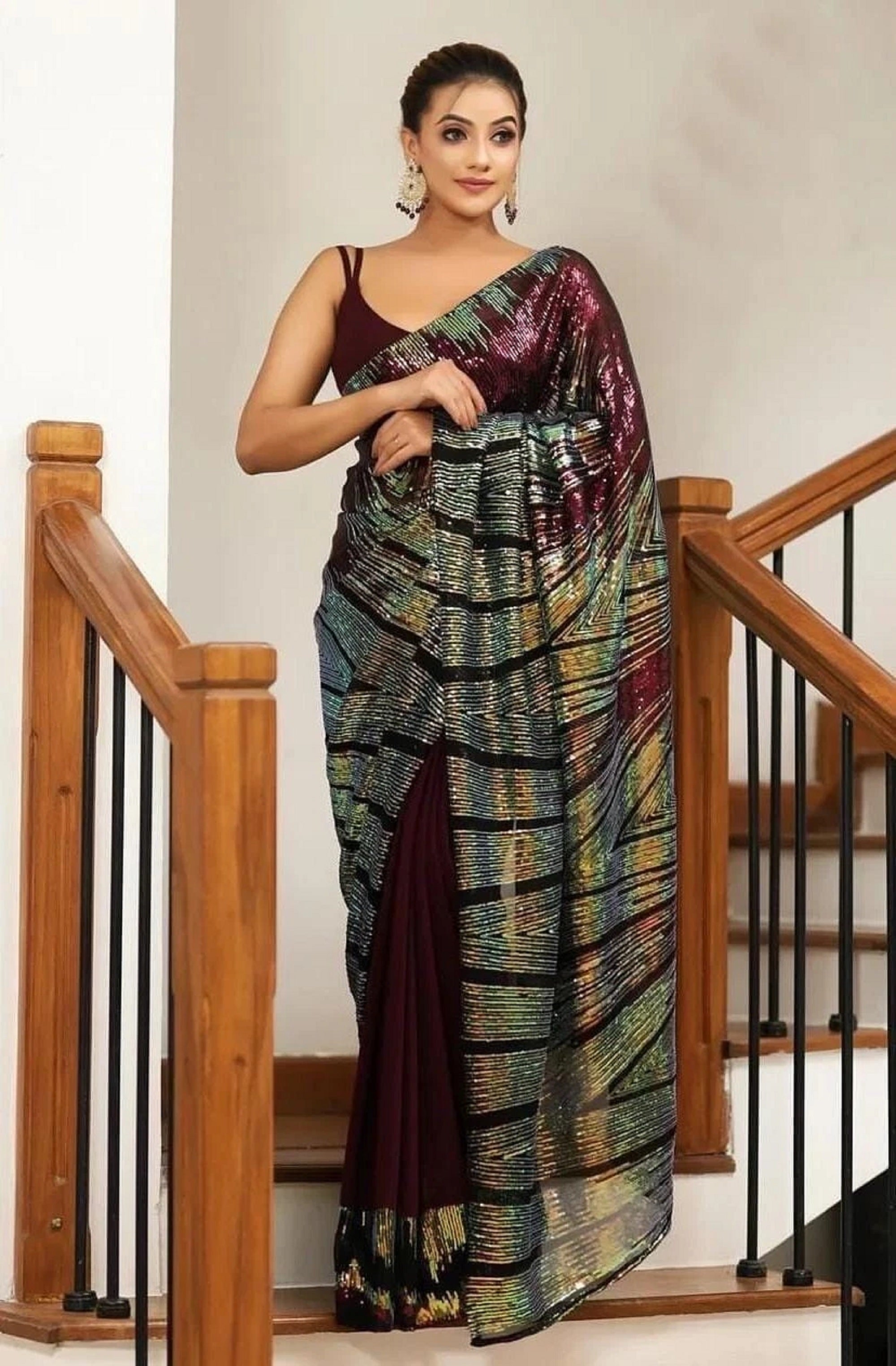 Soft Lichi Silk Saree with blouse image 1