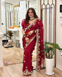 Heavy Georgette Saree,Indian Party Wear Sari Blouse image 1