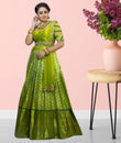 Kanjivaram Silk Pure Half & Embroidery Work Saree Lengha Blouse With Dupatta image 1