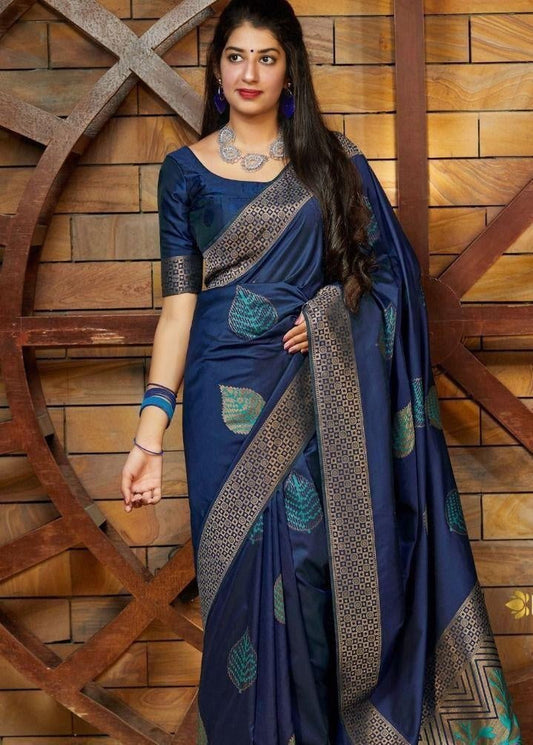 Soft Lichi Silk  Jacquard Border Saree image 1