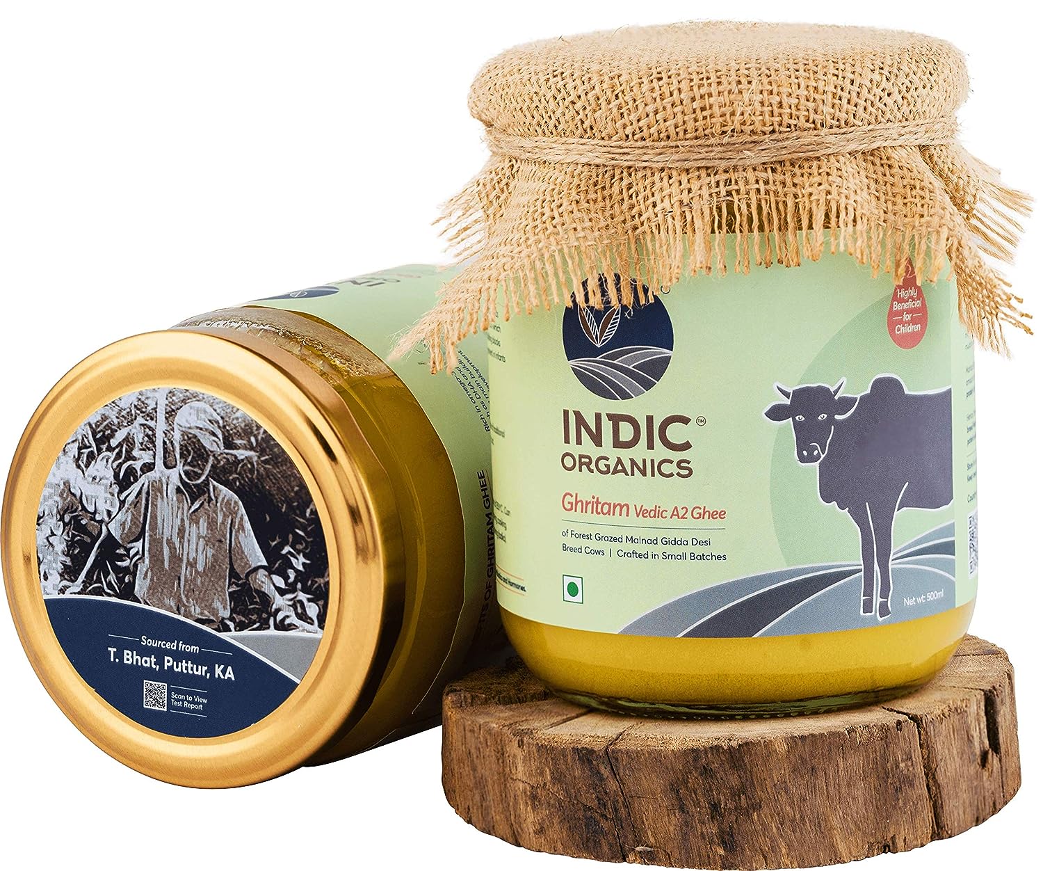 Indic Organics Forest Grazing Malnad Gidda Desi Cow's A2 Ghee - 500 ml - Pack of 1 image 1