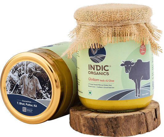 Indic Organics Forest Grazing Malnad Gidda Desi Cow's A2 Ghee - 500 ml - Pack of 1 image 1
