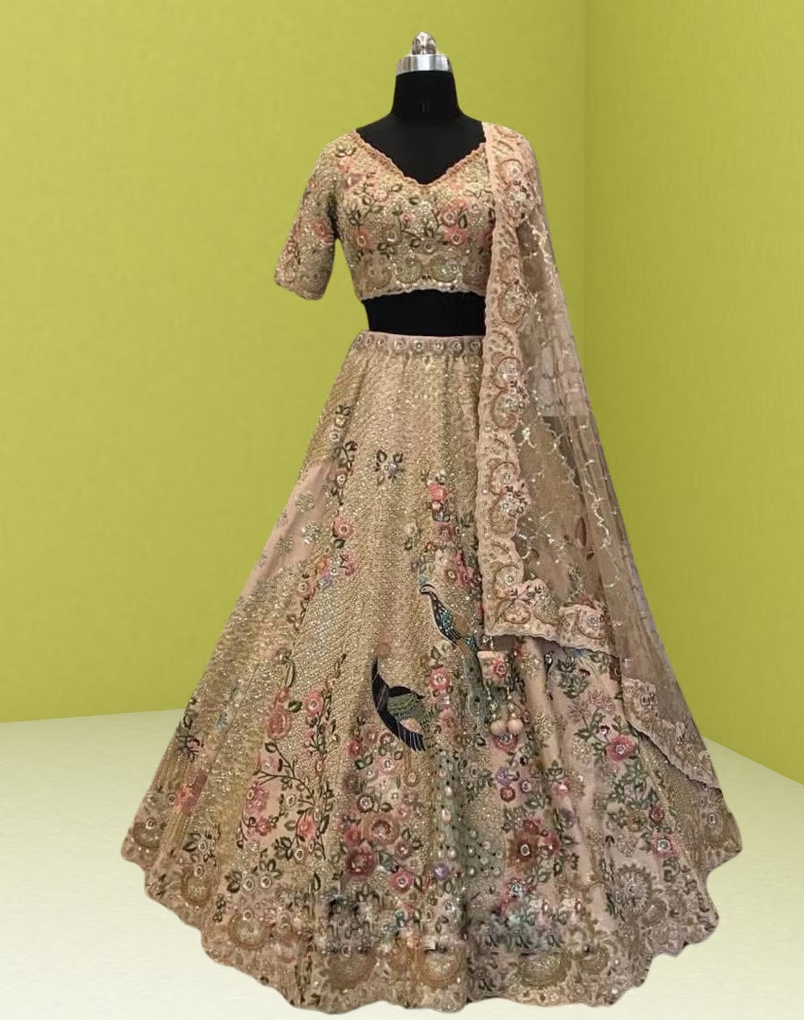 Japan Satin Silk & Sequence Embroidered Work Lehenga Blouse With Dupatta image 1