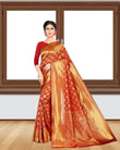 Red Soft Lichi Silk Jacquard Work Saree image 1