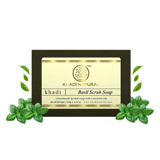 Khadi Natural Herbal Basil Scrub Soap image 1