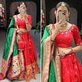 Jacquard Silk & Weaving Zari Work Lehenga Blouse With Dupatta image 2