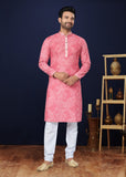 Pink Men Heavy Cotton Kurta Pajama image 1