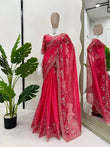Pure Soft Rangoli With Embroidery Sequence And Zari Work Saree & Blouse image 1