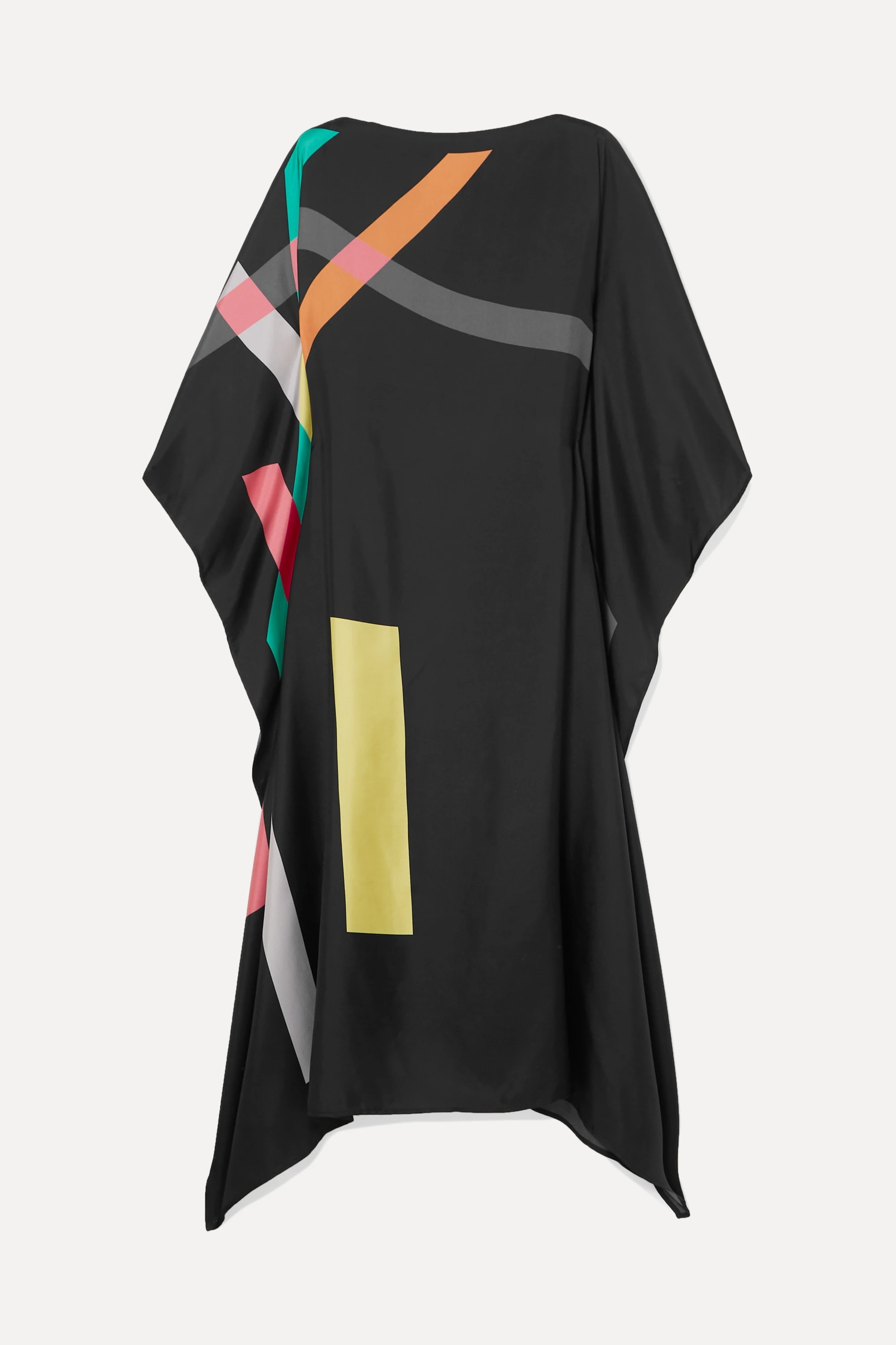 Black Printed Caftan, Soft Silk Crepe Kaftan image 4