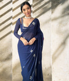 Premium Georgette & Beautiful Embroidery Work Ready To Wear Saree image 1