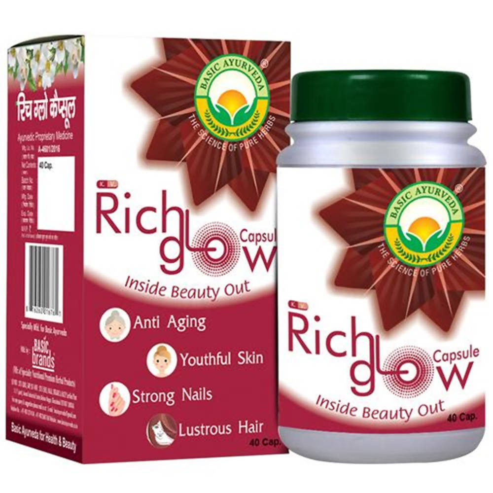 Basic Ayurveda Rich Glow Capsules - 40 Capsules image 1