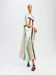 Casual Wear Printed Stripped Pattern Style Soft Satin Silk Kaftan J5634 image 1
