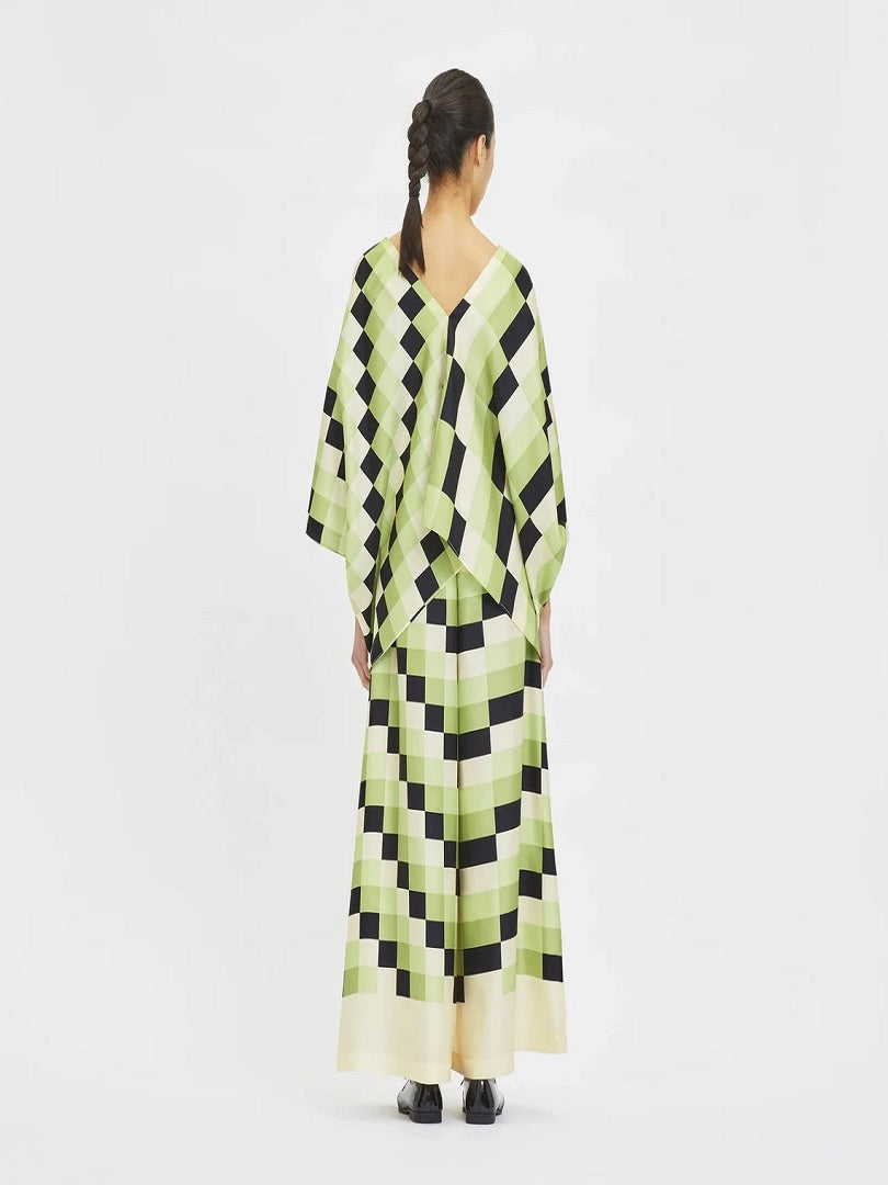 Checked Printed Co-ord Sets Kaftan Pant J5639 image 2