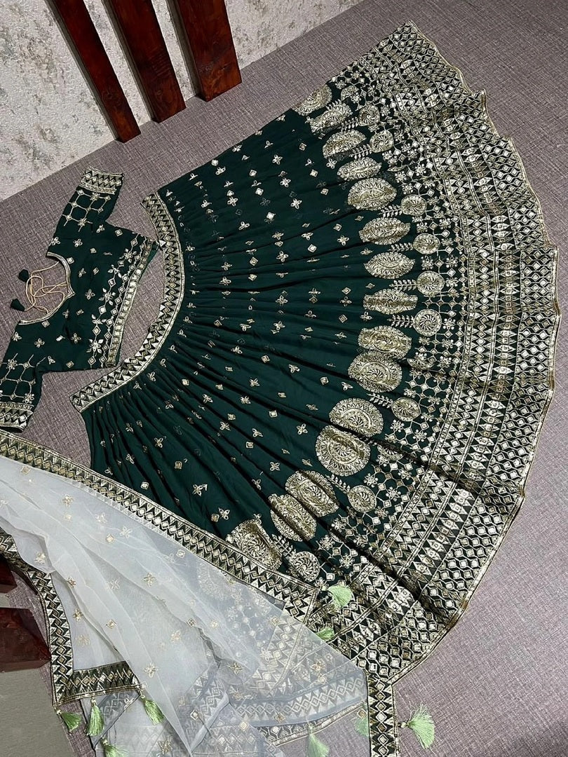 Women's Faux Georgette Wine Bridal Lehenga Choli With Dupatta LG image 2