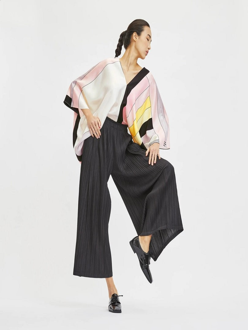 Soft Satin Silk Printed Kaftan Top With Crush Pant Co-ord Sets J5640 image 1