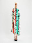 Geometric Printed Style Satin Silk Kaftan J5650 image 1