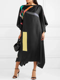 Women's Soft Silk Crepe Black Kaftan Dress J5599 image 1