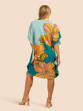 Lounge Wear Floral Printed Knee Length Soft Silk Crepe Kaftan Top J5780 image 2