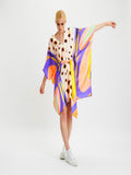 Butterfly Belted V-Neck Style Kaftan, Satin Silk Short Caftan J5654 image 1