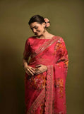 Soft Chiffon With Flower Print Sequence Work Saree image 2