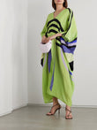 Lounge Wear V-Neck Belt Style Soft Silk Crepe Printed Kaftan J5695 image 1