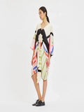 Home Wear Belt Style Printed Soft Satin Silk Short Kaftan J5696 image 3