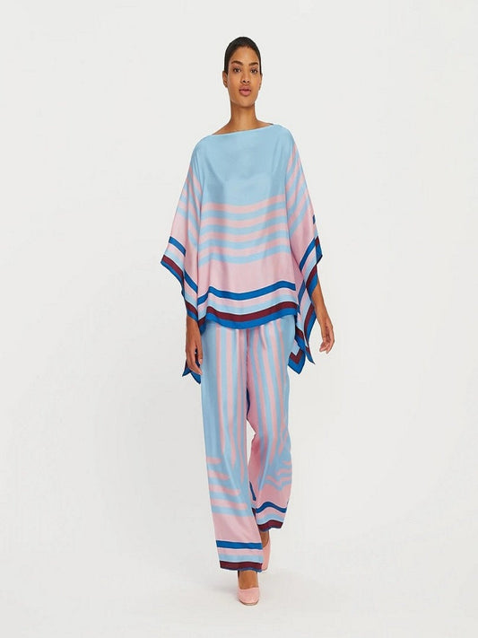 Attractive Women Stripped Printed Soft Satin Silk Coord Sets J5642 image 1