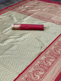 Soft Lichi Silk Jacquard Weaving With Gold Zari Weaving Work Saree image 2