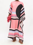 Pink Peach Free Size Soft Silk Crepe Women Kaftan J5706 image 1