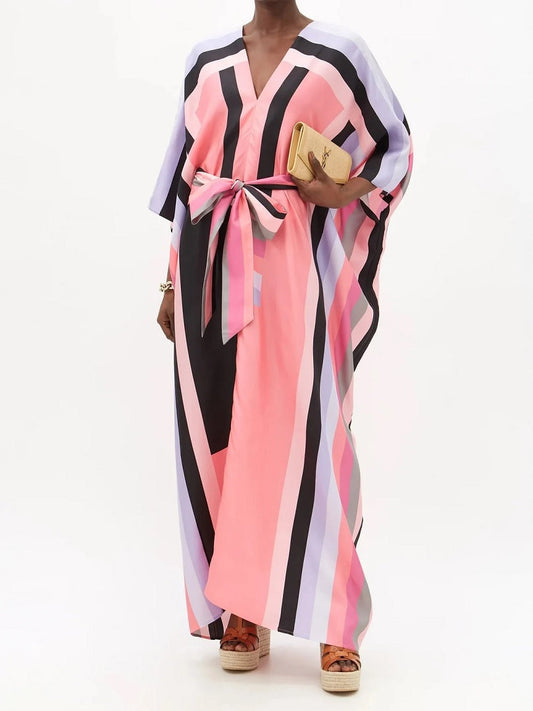 Belt Style Western Wear Exclusive Premium Silk Crepe Kaftans For Women J5707 image 1