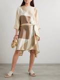 Soft Satin Silk Belt Style V-Neck Style Short Kaftan For Luxury Wear J5709 image 1