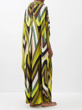 Abstract Printed Daily Wear Silk Crepe Kaftan Top J5789 image 2