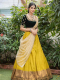 Kanjivaram Silk Half Saree Lehenga With Velvet Blouse South India Lehenga Choli image 4