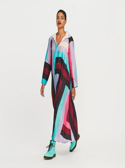 Digital Printed Collar Style French Crepe Kaftan J5712 image 1